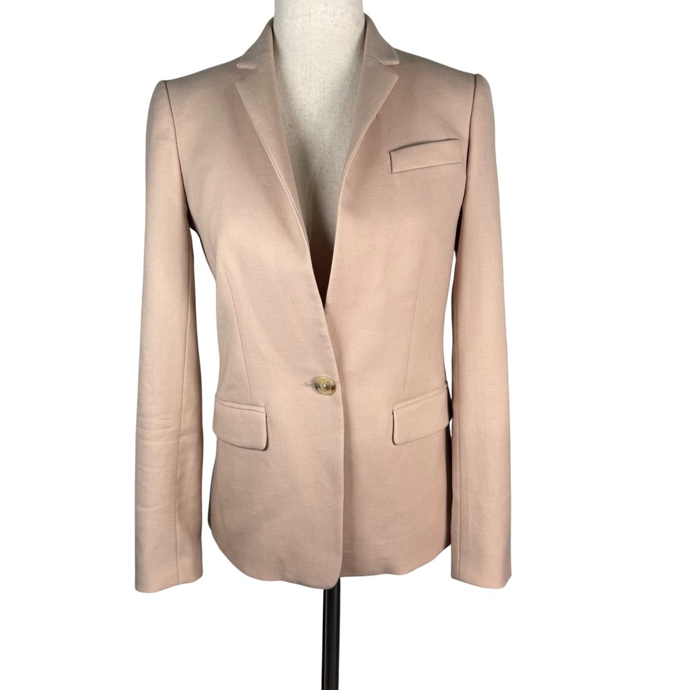 J.Crew Blazer Womens 0‎ Blush Pink Wool Blend Tailored Quiet Luxury Professional